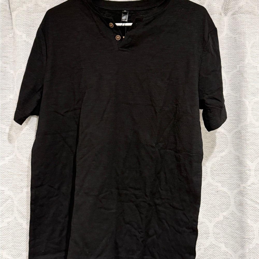 Men's Casual Black Short Sleeve Shirt
